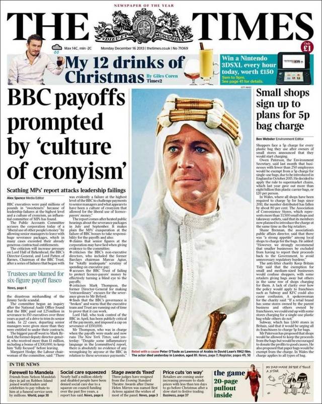 BBC用人為親 遣散費動輒數十萬英鎊（20131216 泰晤士報 ）