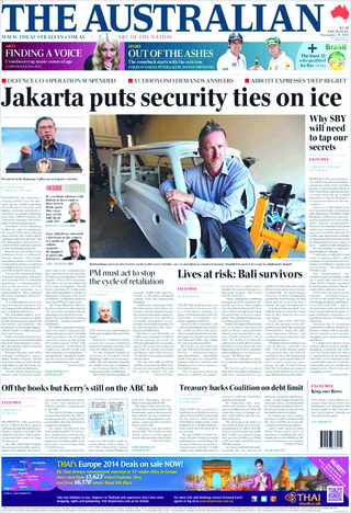 印尼澳洲關係降至冰點（20131121 澳洲人報）