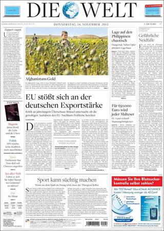 德國出口太強勢 歐盟將抑制（20131114 德國世界報）