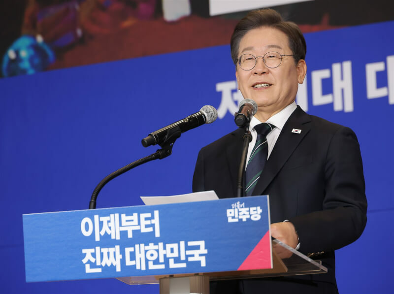 南韓總統將於6月3日進行選舉,在野的李在明支持度領先,但近來有縮小趨勢。(中央社示意圖)